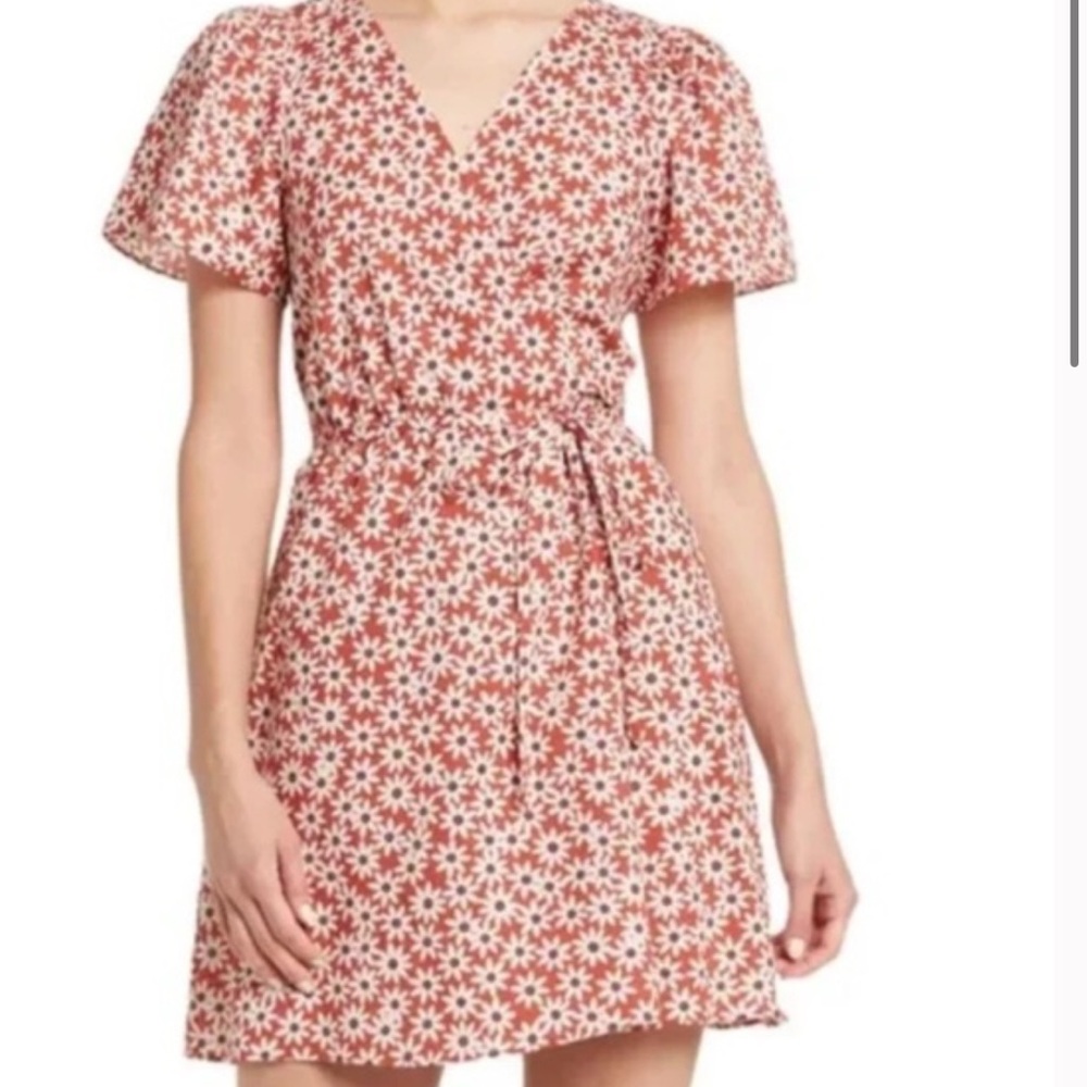 Madewell Packed Picnic Wrap Dress Daisy Russet Floral Mini Size S